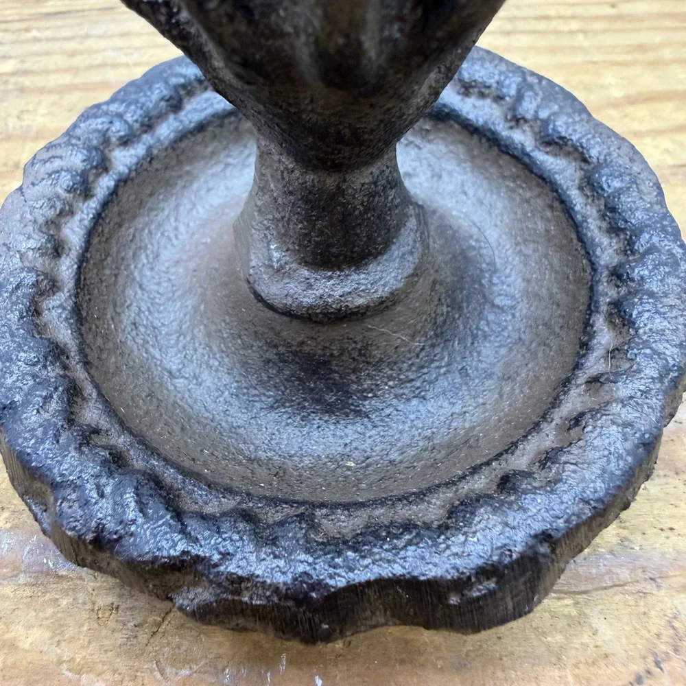 Cast Iron Hand Ring Holder Jewelry Dish Rustic Trinket Tray Dark Brown Decor